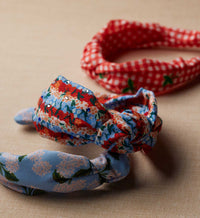 Tracy & Co Knotted Headband - Gingham Cherries