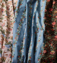 Tracy & Co Floral Trellis Stripe Cotton Fabric - Slate