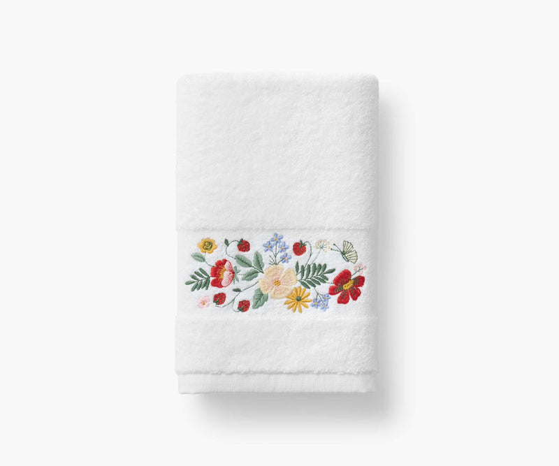 Tracy & Co Embroidered Hand Towel - Strawberry Fields