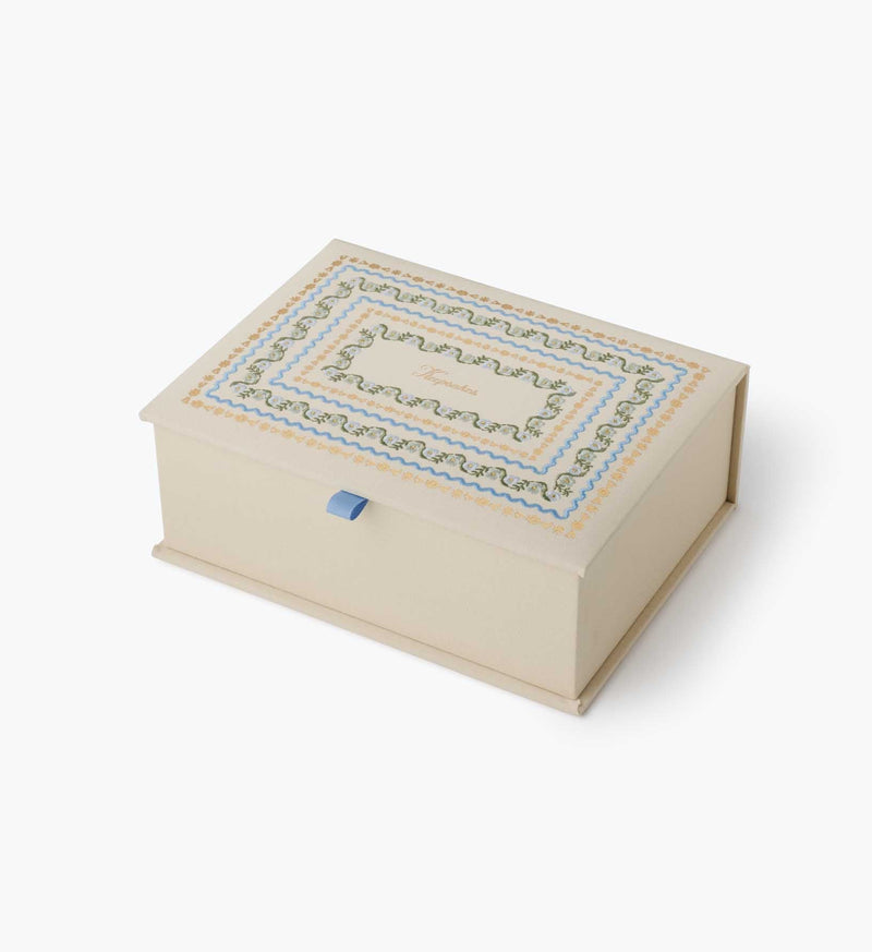 Tracy & Co Large Embroidered Keepsake Box - Delphine