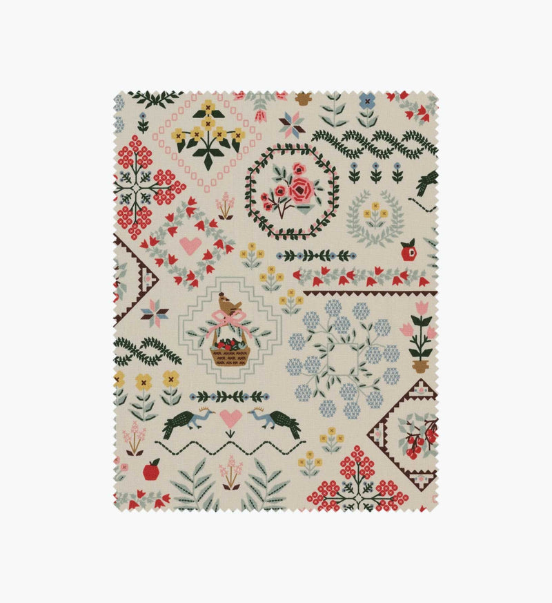 Tracy & Co Heritage Sampler Canvas Fabric - Linen