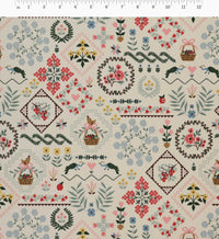 Tracy & Co Heritage Sampler Canvas Fabric - Linen