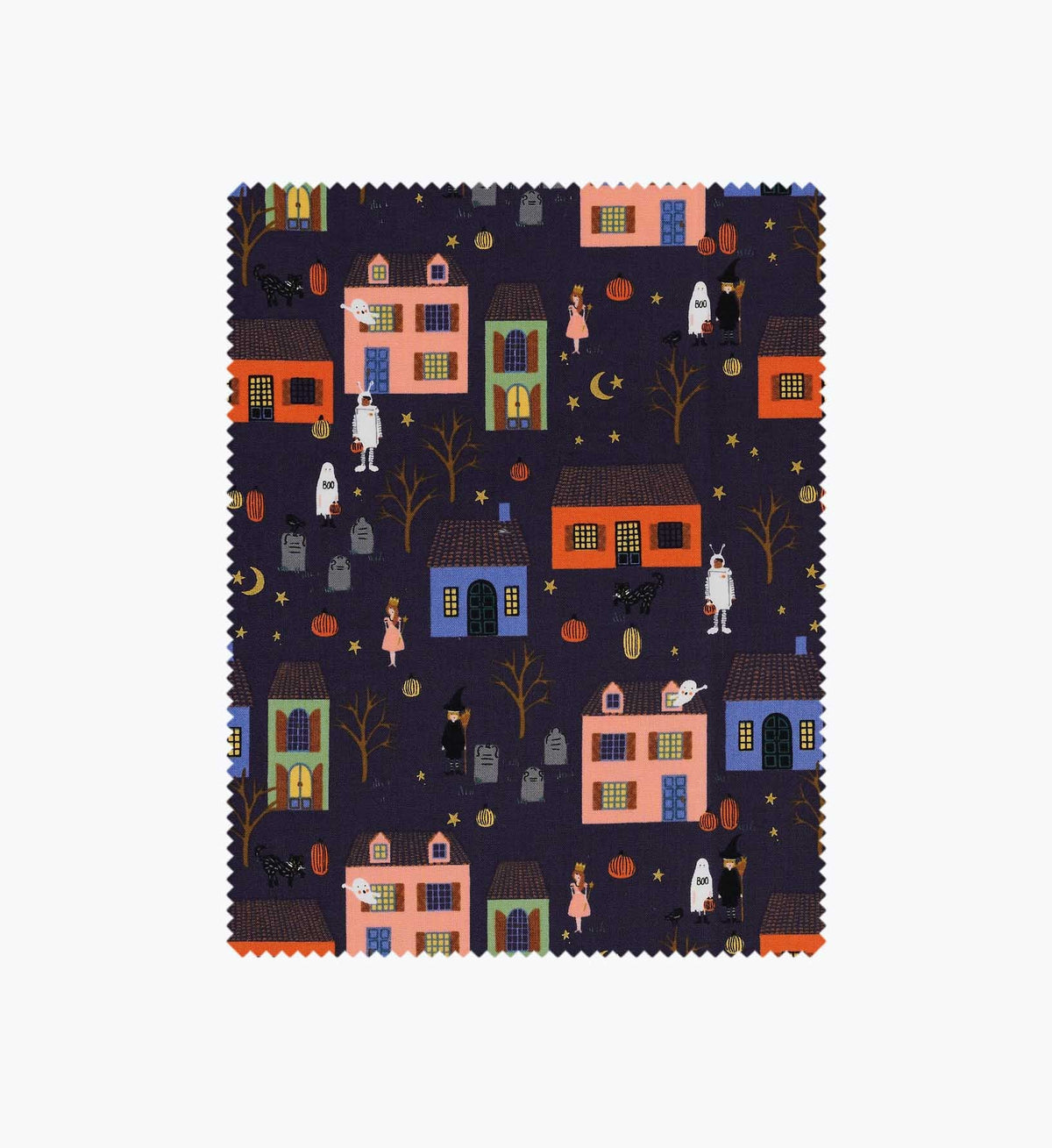 Tracy & Co Halloween Night Cotton Metallic Fabric - Indigo and Gold