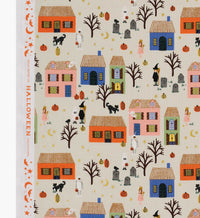 Tracy & Co Halloween Night Cotton Metallic Fabric - Linen and Gold