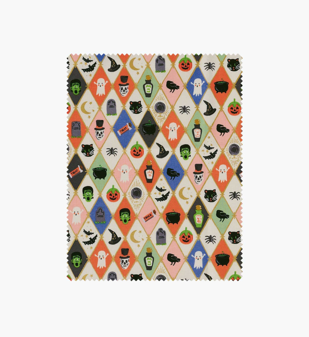Tracy & Co Halloween Argyle Cotton Metallic Fabric - Multi