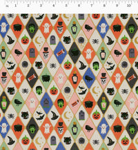 Tracy & Co Halloween Argyle Cotton Metallic Fabric - Multi