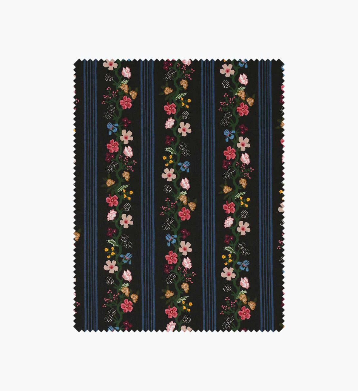 Tracy & Co Floral Trellis Stripe Cotton Fabric - Black