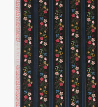 Tracy & Co Floral Trellis Stripe Cotton Fabric - Black