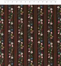 Tracy & Co Floral Trellis Stripe Cotton Fabric - Cocoa