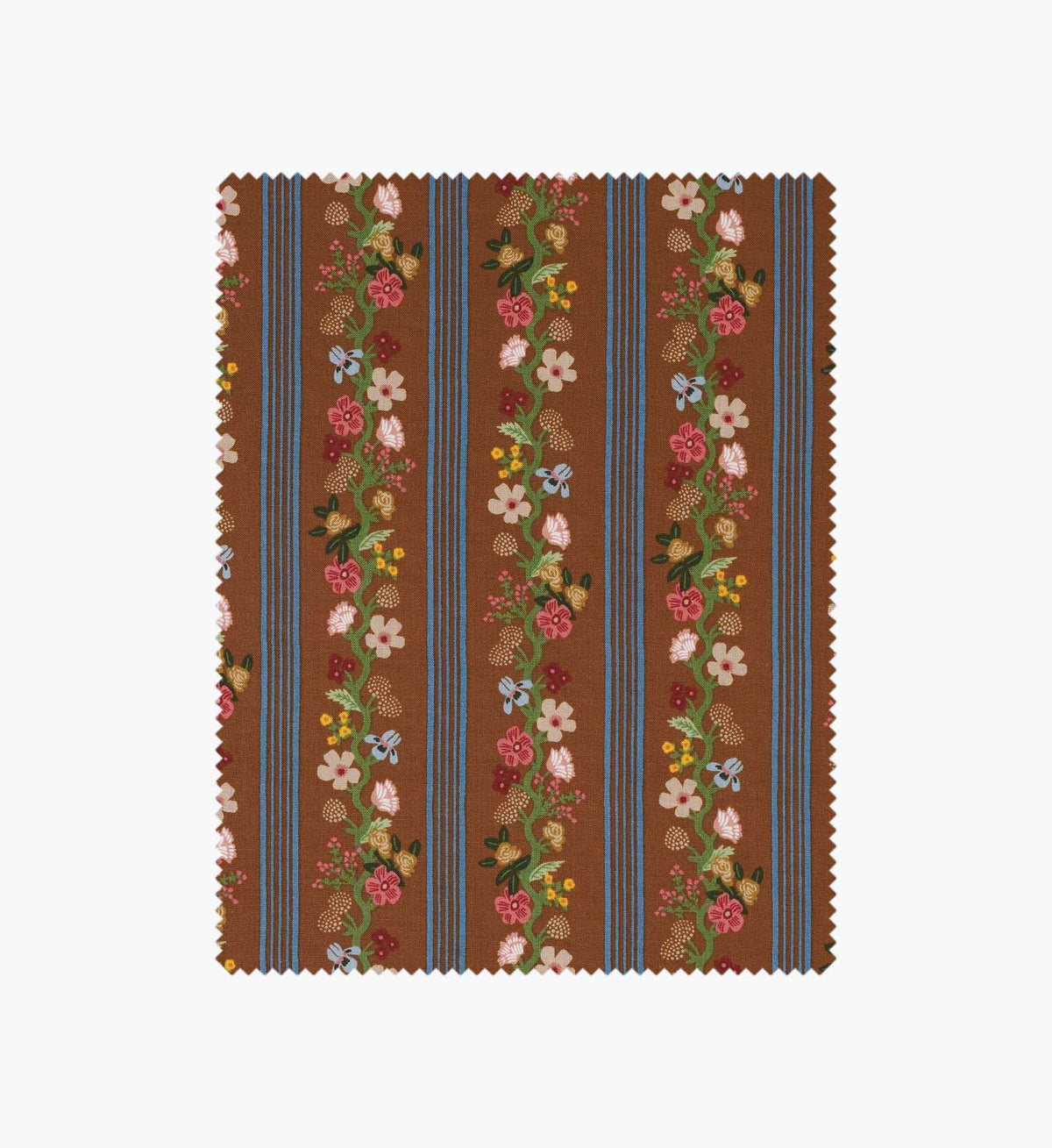 Tracy & Co Floral Trellis Stripe Cotton Fabric - Clay