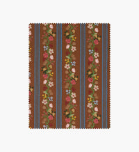 Tracy & Co Floral Trellis Stripe Cotton Fabric - Clay