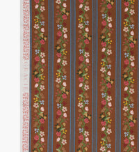 Tracy & Co Floral Trellis Stripe Cotton Fabric - Clay