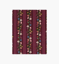 Tracy & Co Floral Trellis Stripe Cotton Fabric - Burgundy