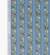 Tracy & Co Floral Trellis Stripe Cotton Fabric - Slate