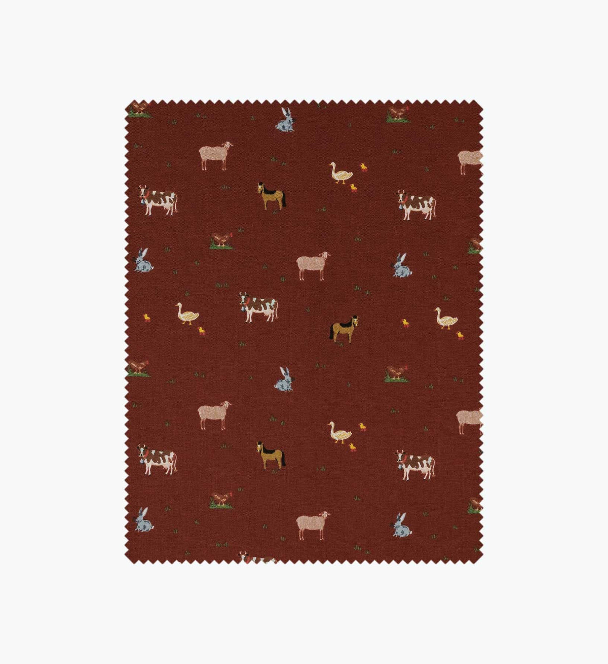 Tracy & Co Farm Animals Cotton Fabric - Crimson