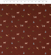 Tracy & Co Farm Animals Cotton Fabric - Crimson