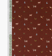 Tracy & Co Farm Animals Cotton Fabric - Crimson