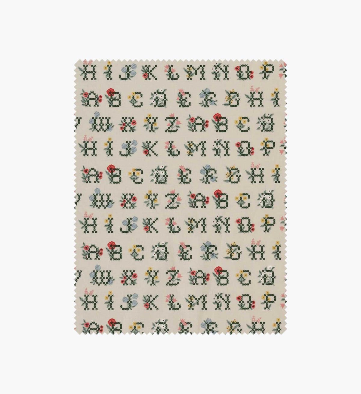 Tracy & Co Cross Stitch Letters Cotton Fabric - Linen