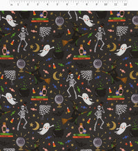 Tracy & Co Halloween Party Cotton Metallic Fabric - Black