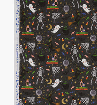 Tracy & Co Halloween Party Cotton Metallic Fabric - Black