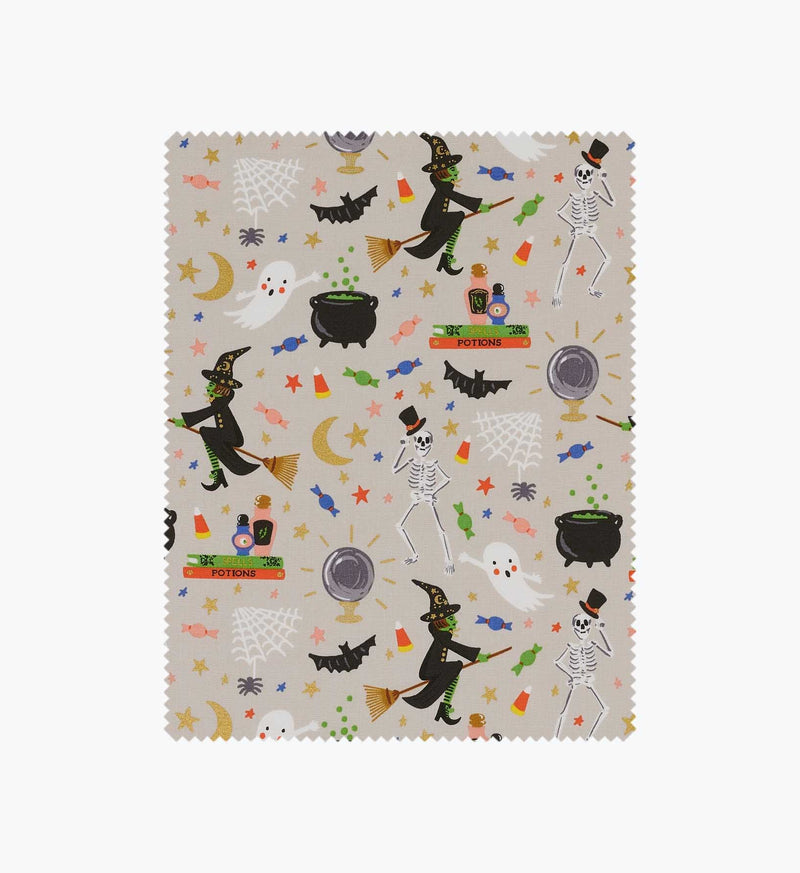 Tracy & Co Halloween Party Cotton Metallic Fabric - Linen