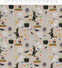 Tracy & Co Halloween Party Cotton Metallic Fabric - Linen