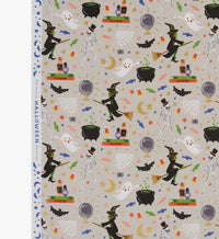 Tracy & Co Halloween Party Cotton Metallic Fabric - Linen
