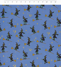 Tracy & Co Wicked Witches Cotton Metallic Fabric - Blue