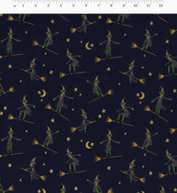 Tracy & Co Wicked Witches Cotton Metallic Fabric - Navy