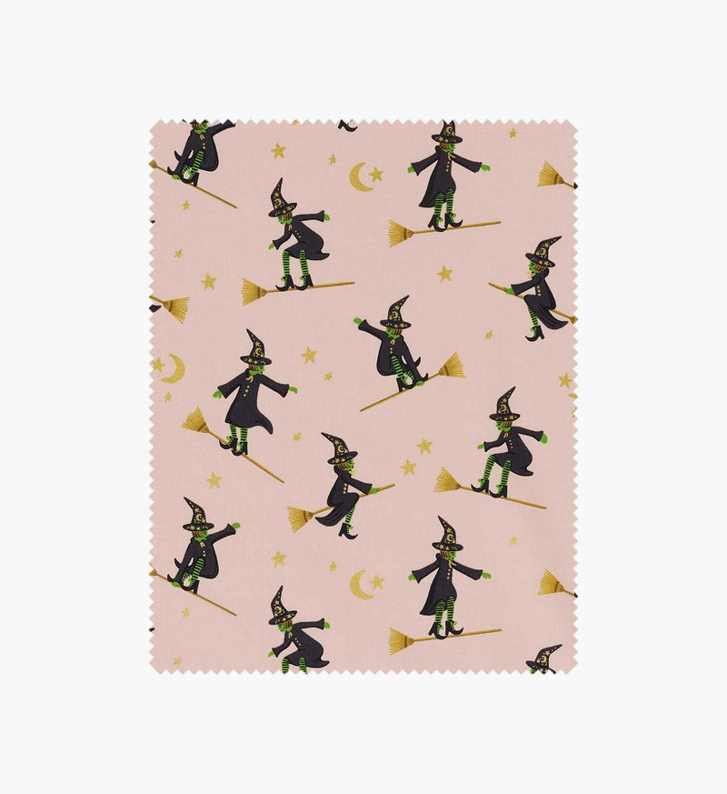 Tracy & Co Wicked Witches Cotton Metallic Fabric - Blush