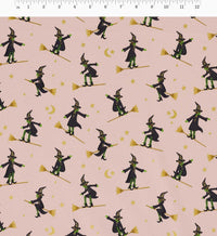 Tracy & Co Wicked Witches Cotton Metallic Fabric - Blush