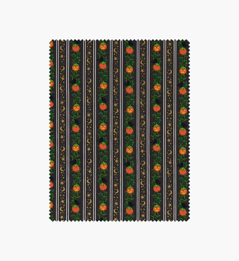 Tracy & Co Pumpkin Patch Cotton Metallic Fabric - Black