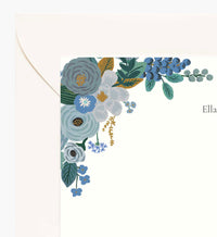 Tracy & Co Floral Personalized Stationery - Garden Party Blue