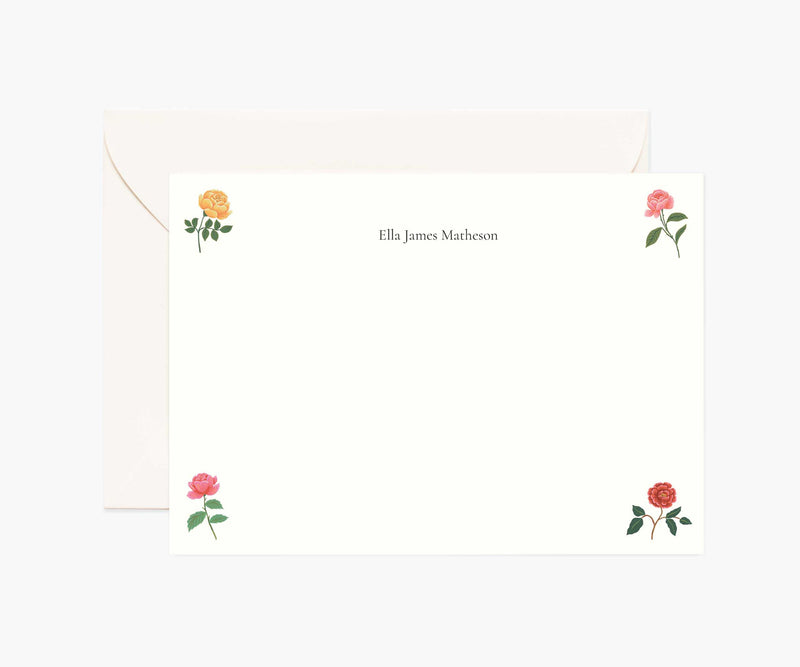 Tracy & Co Floral Personalized Stationery - Garden Roses