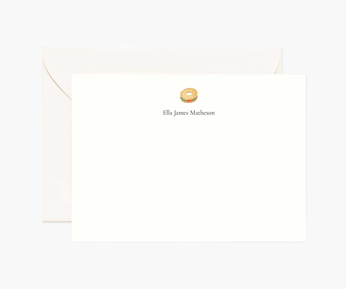 Tracy & Co Food & Drink Personalized Stationery - Bagel