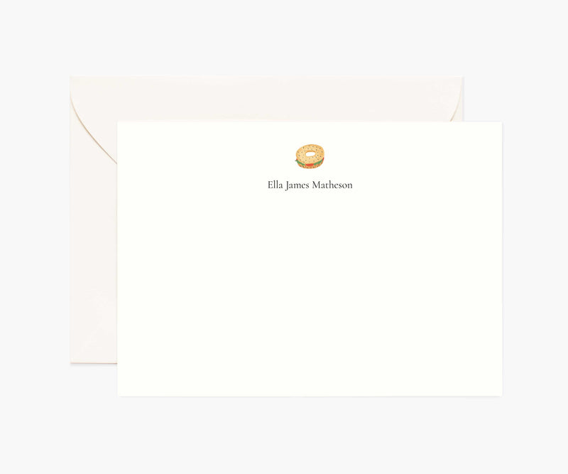 Tracy & Co Food & Drink Personalized Stationery - Bagel