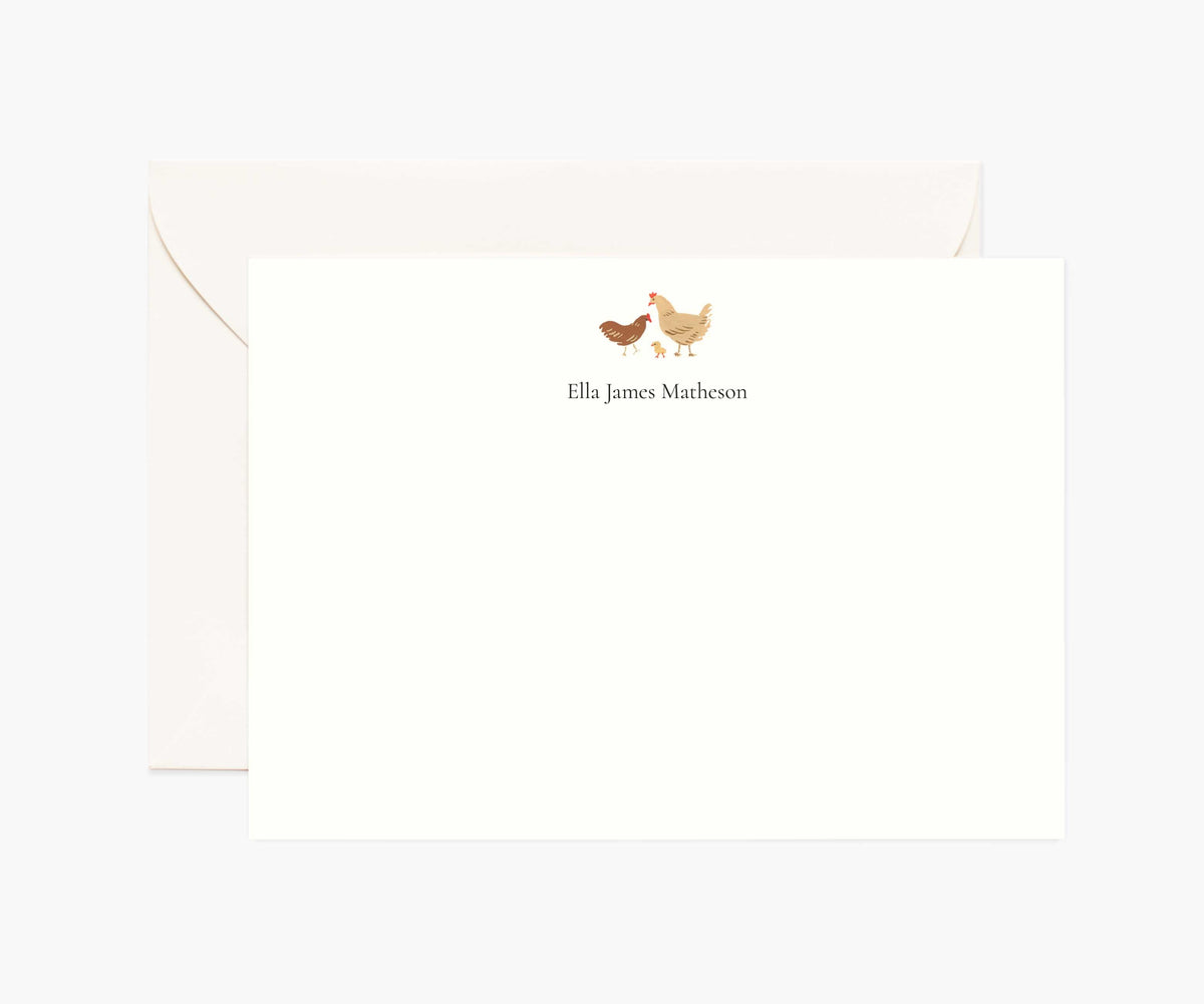 Tracy & Co Animals Personalized Stationery - Chickens