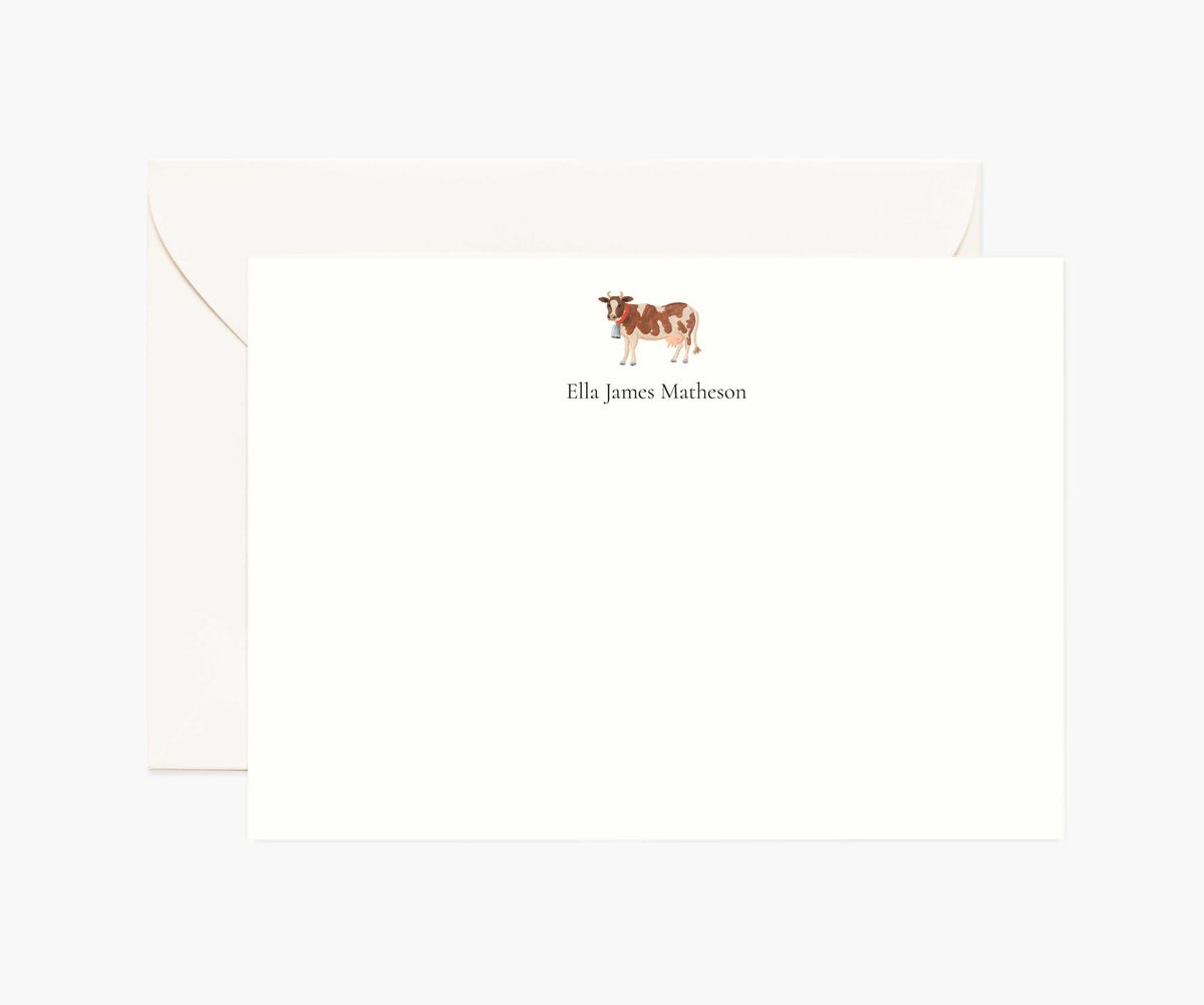 Tracy & Co Animals Personalized Stationery - Cow