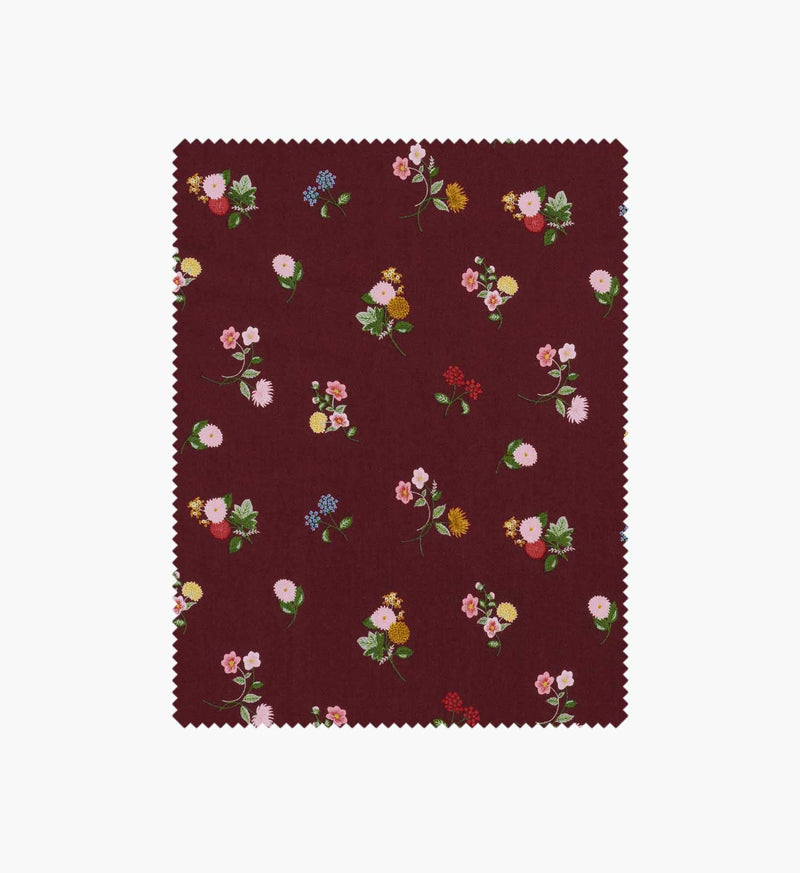 Tracy & Co Ditsy Dahlia Rayon Fabric - Burgundy