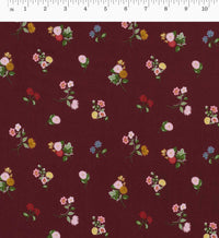Tracy & Co Ditsy Dahlia Rayon Fabric - Burgundy