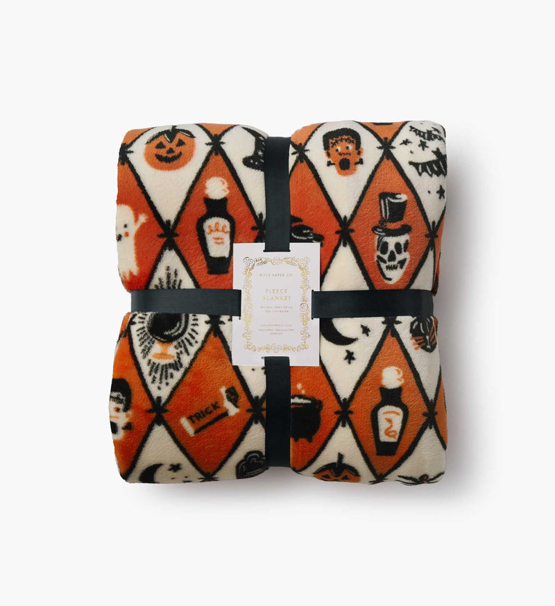 Tracy & Co Fleece Blanket - Halloween Argyle