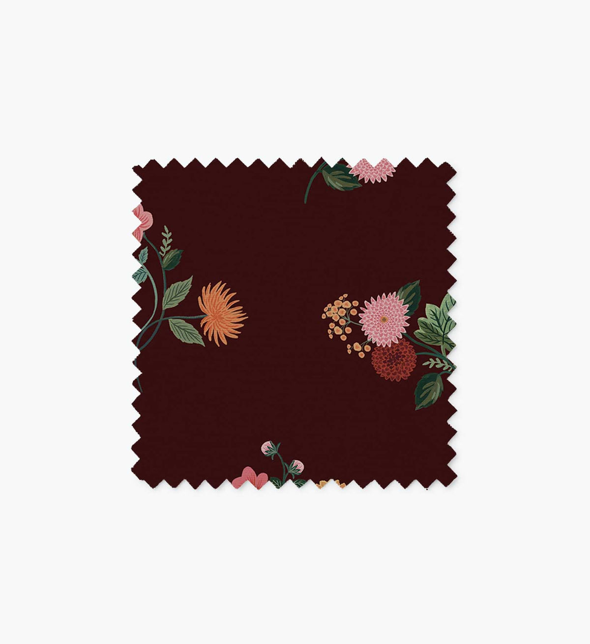 Tracy & Co Furniture Fabric Sample - Ditsy Dahlia Burgundy