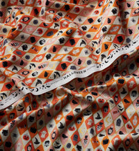 Tracy & Co Halloween Argyle Cotton Metallic Fabric - Orange and Gold