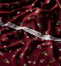 Tracy & Co Ditsy Dahlia Rayon Fabric - Burgundy