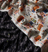 Tracy & Co Halloween Night Cotton Metallic Fabric - Linen and Gold