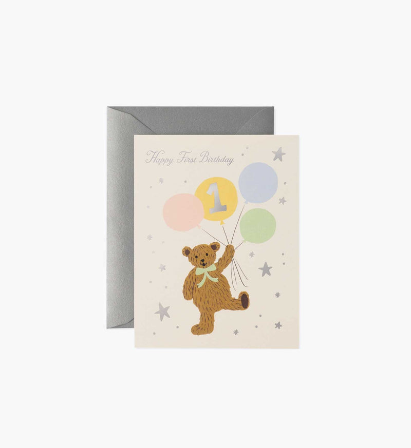 Tracy & Co First Birthday Bear Birthday Card - Single Card