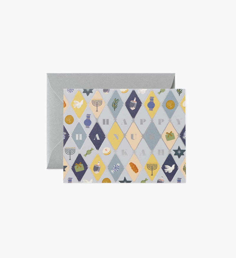Tracy & Co Hanukkah Argyle Hanukkah Card - Single Card