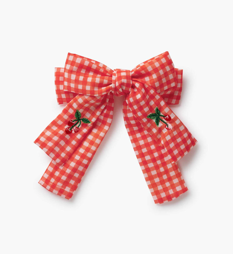 Tracy & Co Bow Clip - Gingham Cherries