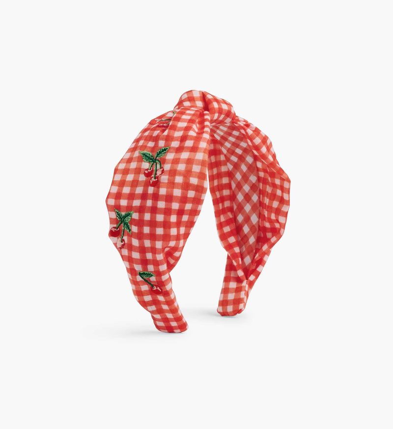 Tracy & Co Knotted Headband - Gingham Cherries