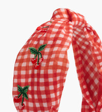 Tracy & Co Knotted Headband - Gingham Cherries
